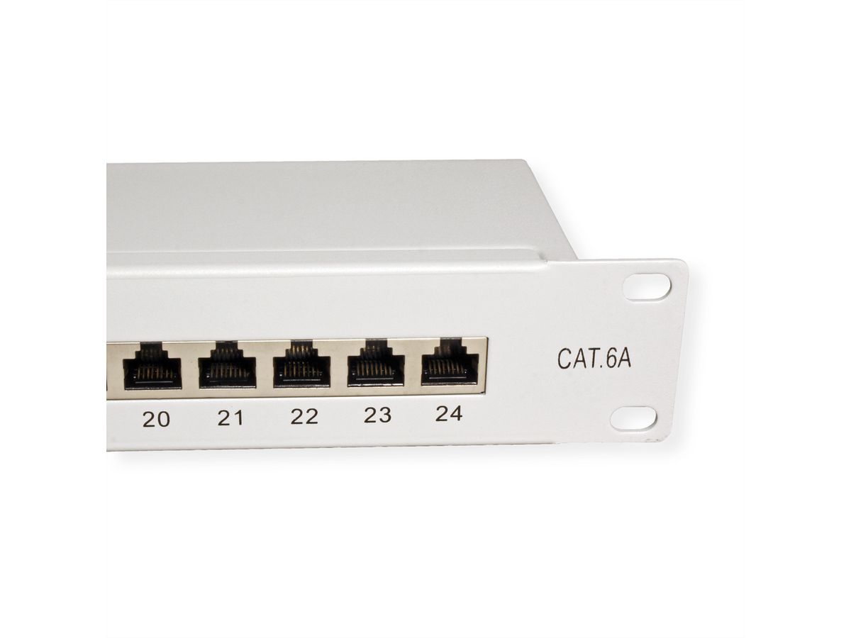 VALUE Cat.6A (Class EA) 19" Patch Panel, 24 Ports, STP, grey