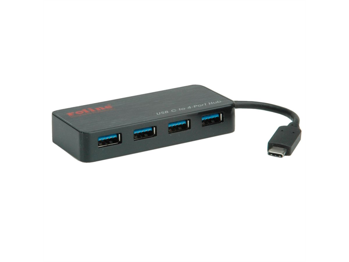 ROLINE USB 3.2 Gen 1 Hub, 4-voudig, type C aansluitkabel