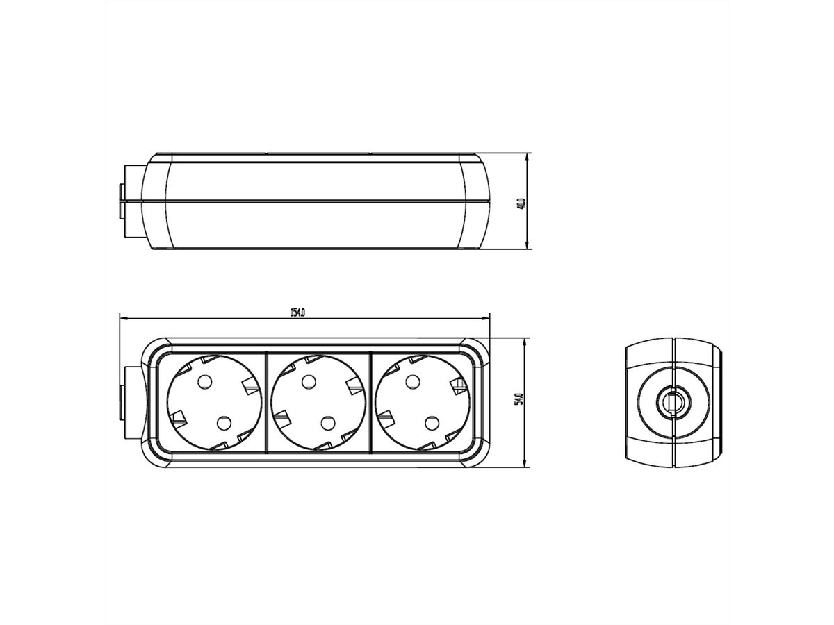 BACHMANN SELLY socket strip 3x earthing contact, white, 1.5 m
