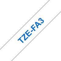 Brother Originele TZe-FA3 textieltapecassette – blauw op wit, breedte 12 mm