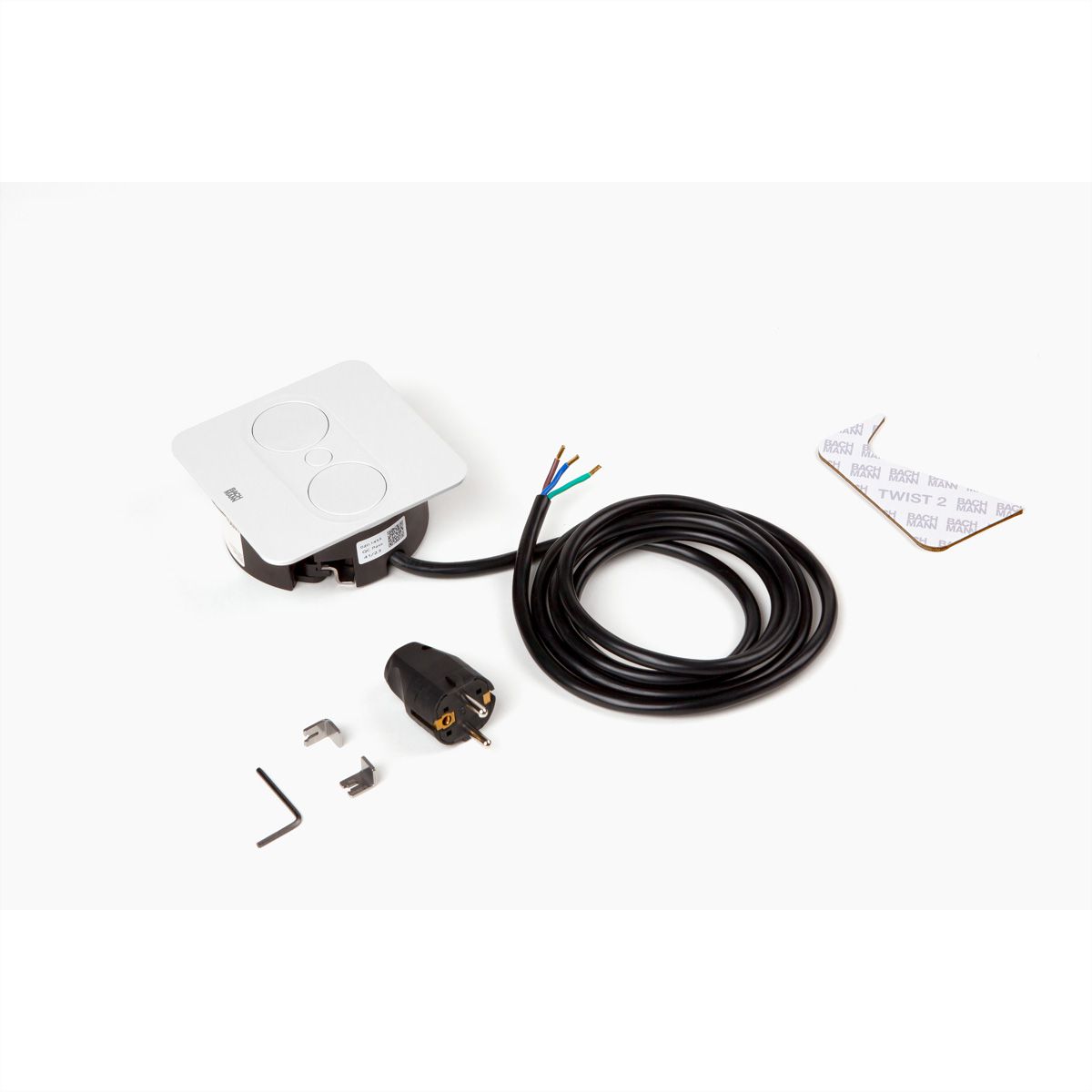 BACHMANN TWIST 2 1xCEE7/3 1xUSB A/C 22W 2,0m AEH RAL9010 30GE angular
