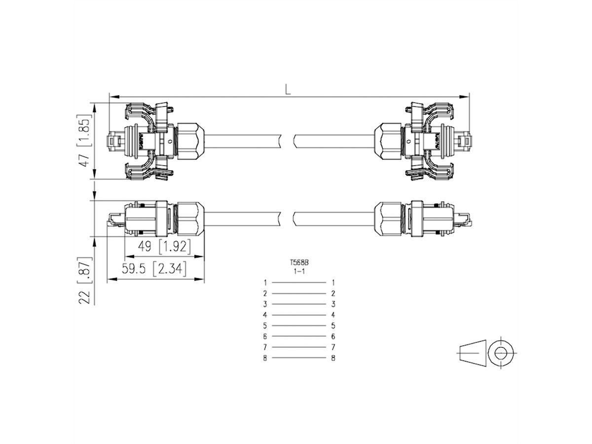 METZ CONNECT E-DAT industrie patchkabel V6 , IP67 - IP67, 20 m