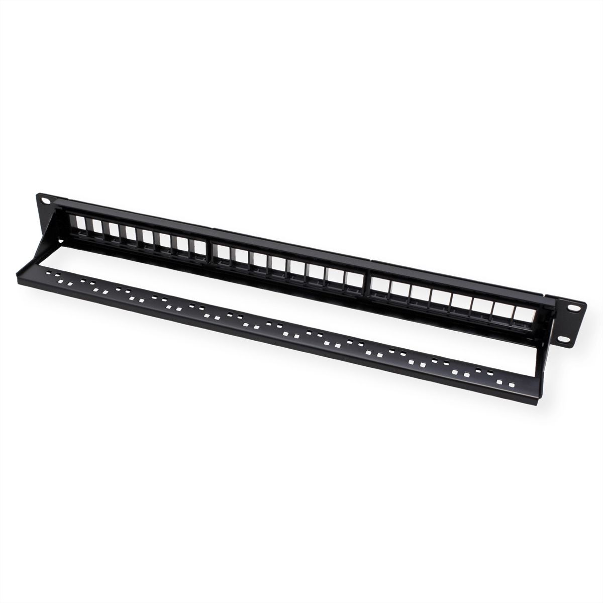 VALUE 19"-keystone-modulehouder, 24 poorten, 1HE, 3-delig, niet afgeschermd, zwart