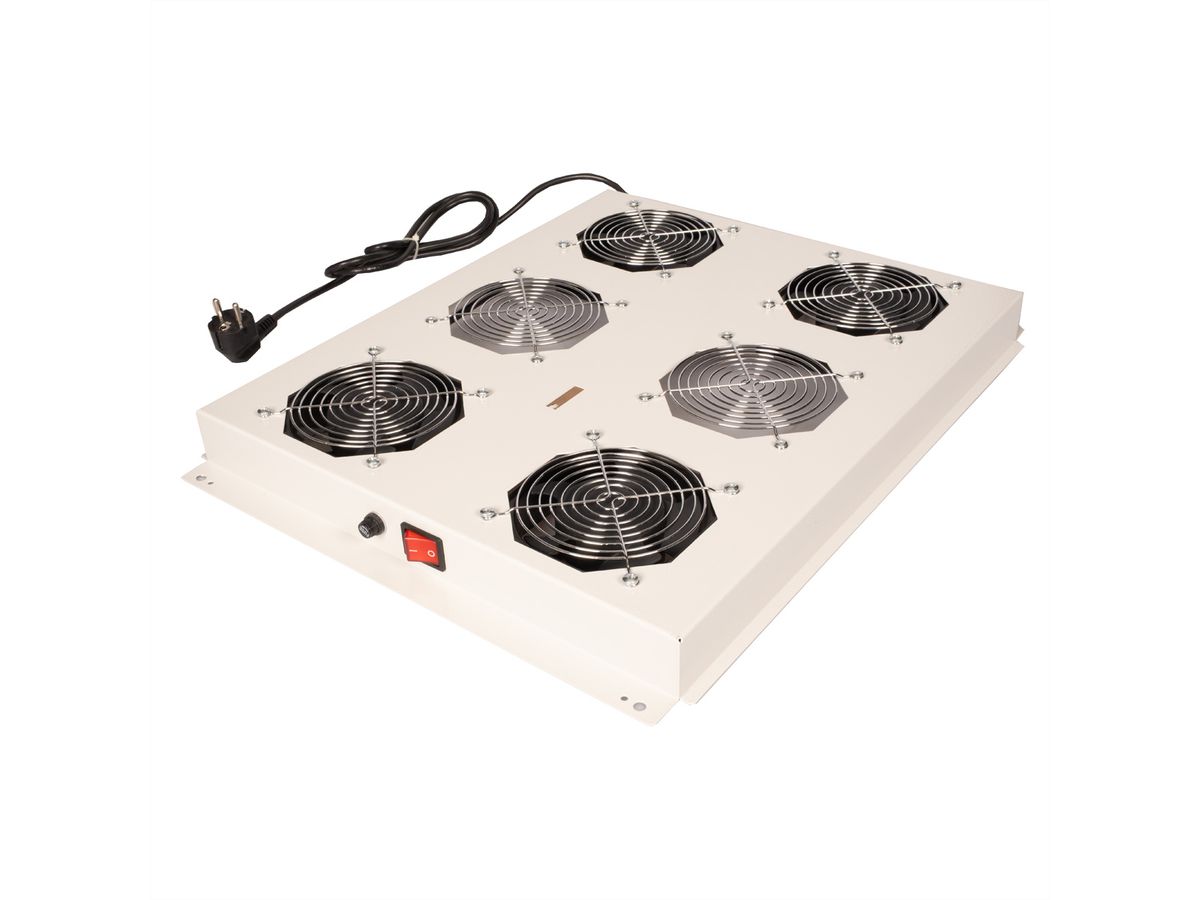 ROLINE 19-inch dakventilatorunit met 4 ventilatoren, AAN/UIT voor serverkast grijs