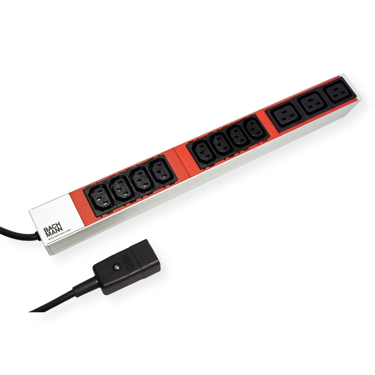 BACHMANN IT PDU ALU 1HE 8x C13 3x C19, stroomkabel met C20 stekker