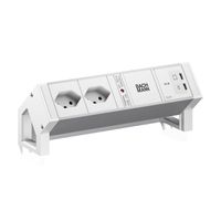 BACHMANN DESK2 ALU WHITE 2xCH 90°, 1xUSB C/C 45W L=0.2m RAL9010