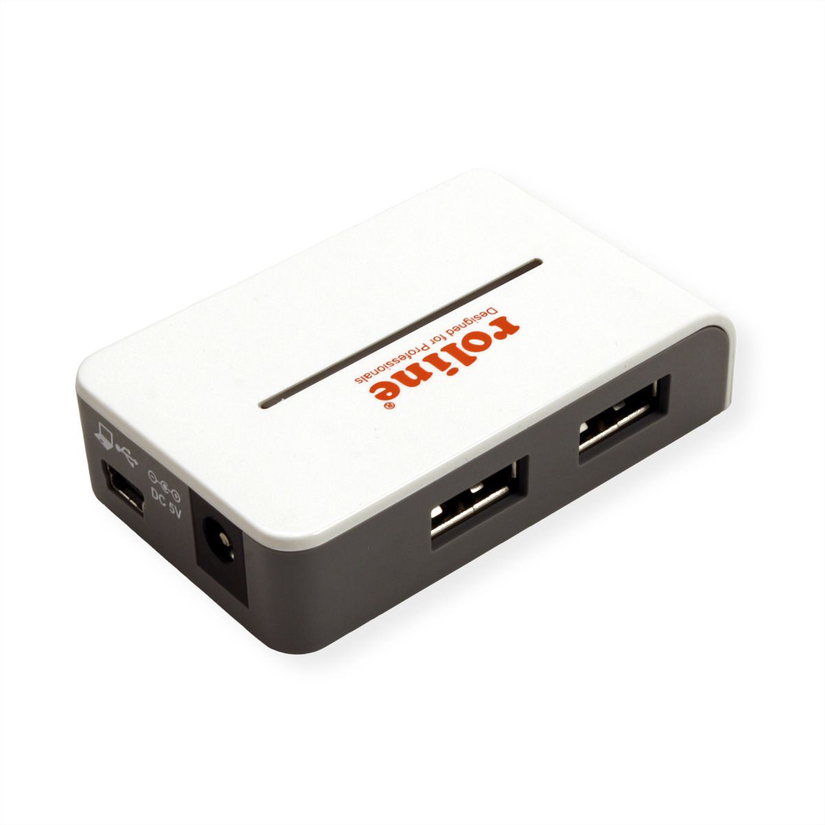 ROLINE USB 2.0 Hub, "Black and White", 4 poorts, met voeding