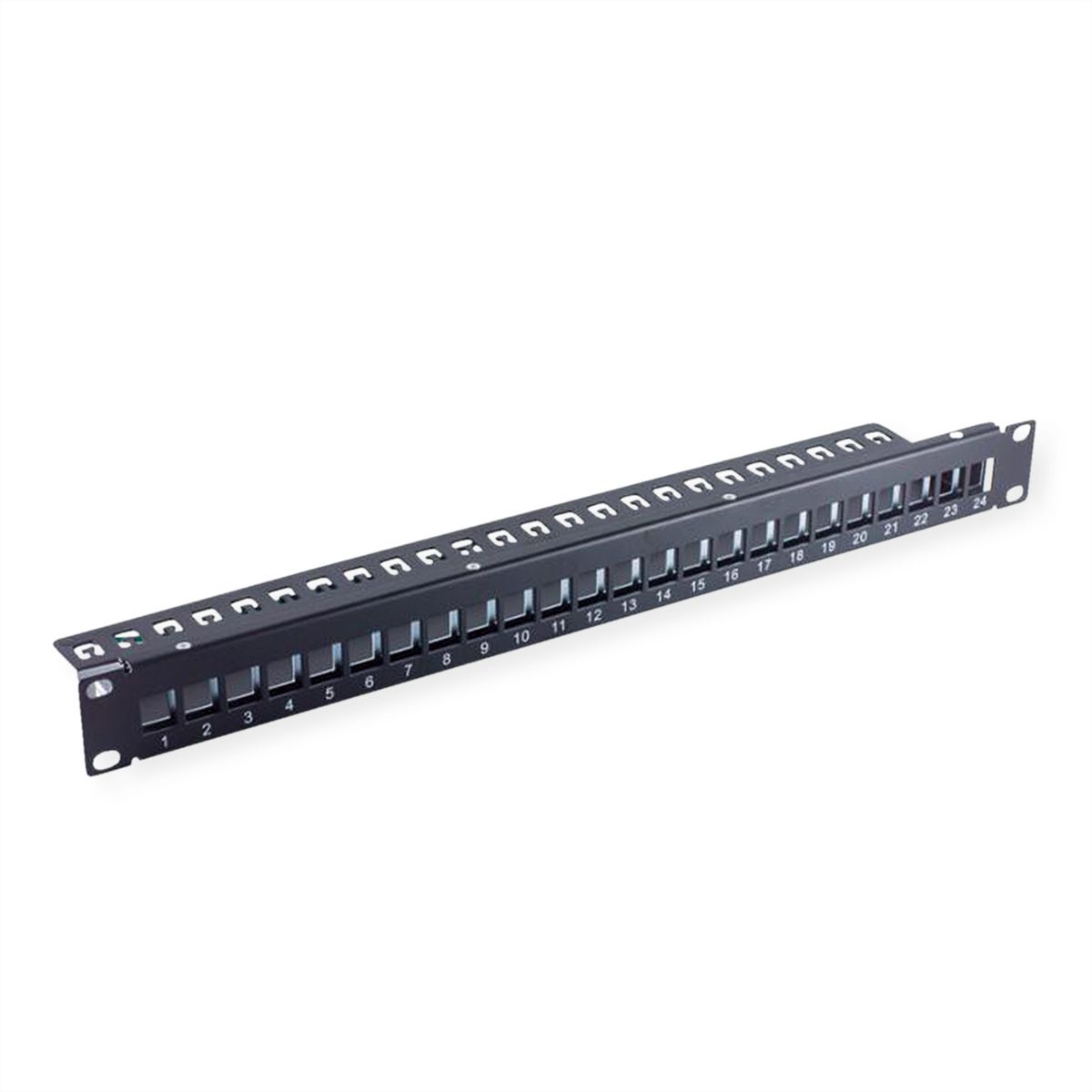 VALUE 19"-keystone-modulehouder, 24 poorten, 1HE, afgeschermd, zwart
