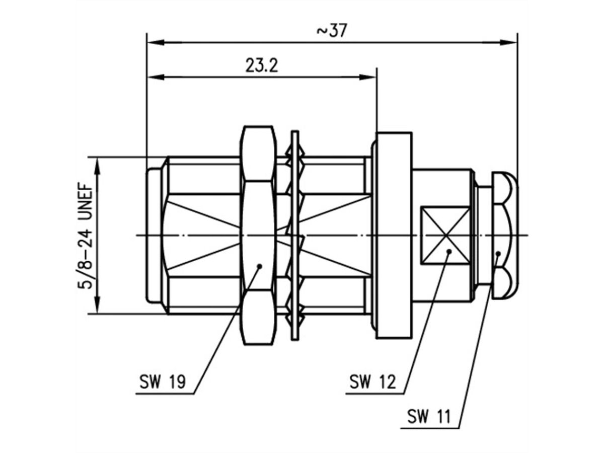 TELEGÄRTNER N Bulkhead Jack, G1 (RG-58C/U), G5 (RG-223/U), RG-142 B/U, RG-141 A/U IP67
