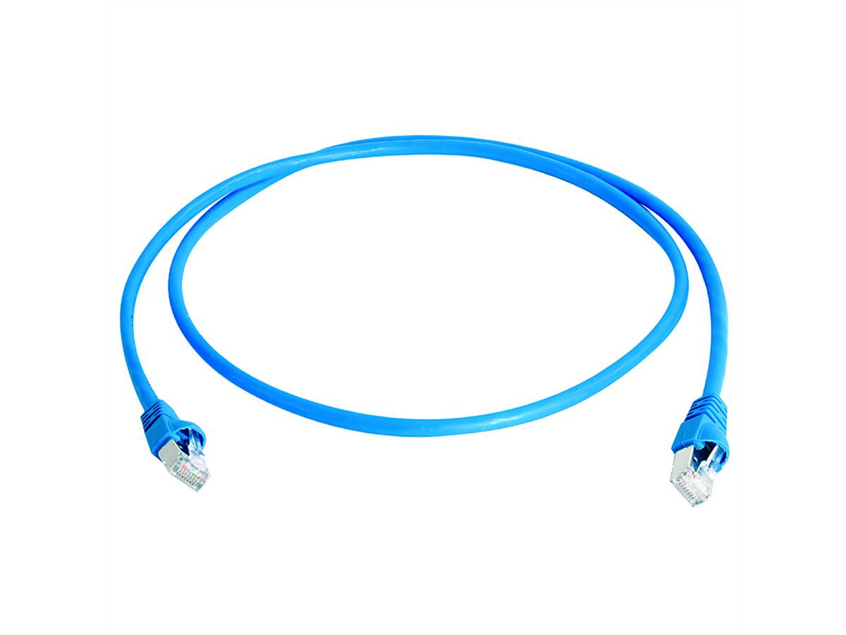TELEGÄRTNER Mini patch cord S/FTP Cat.6A, MP8 FS500, LSZH, blue, blue, 2 m
