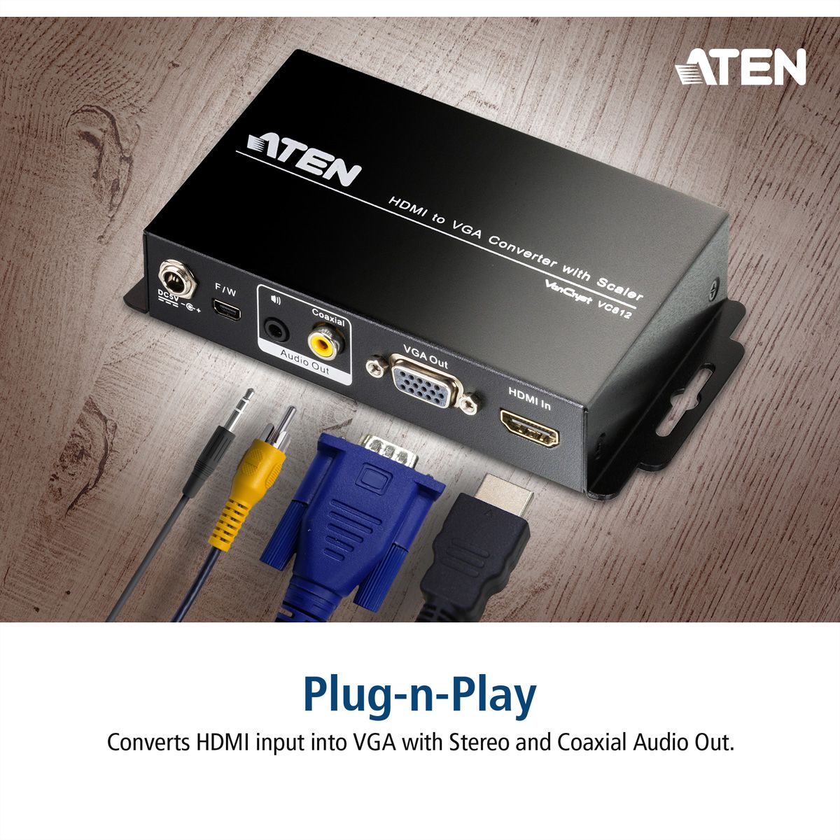 ATEN VC812 HDMI naar VGA converter met schaalfunctie