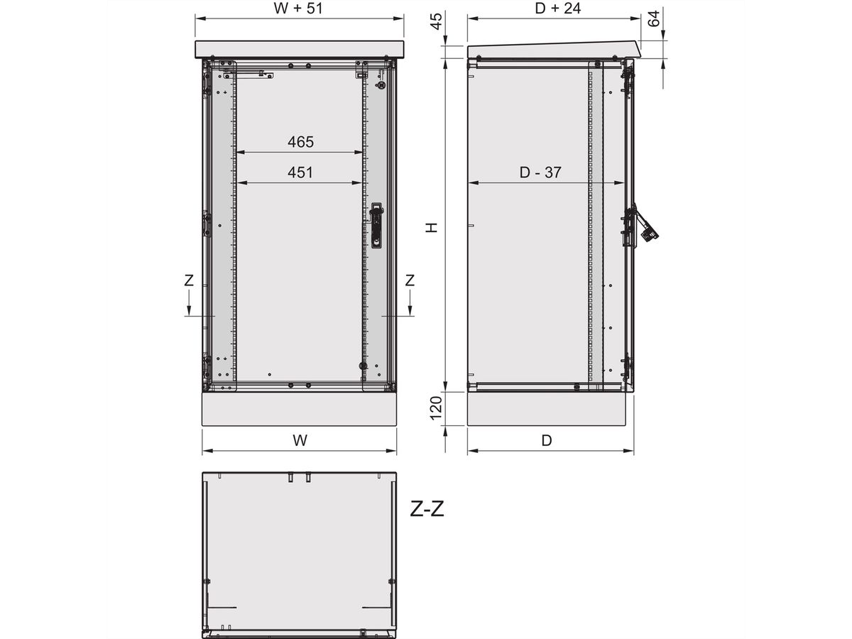 SCHROFF Outdoor Comline ECL kast met sokkel, 600H 600B 500D