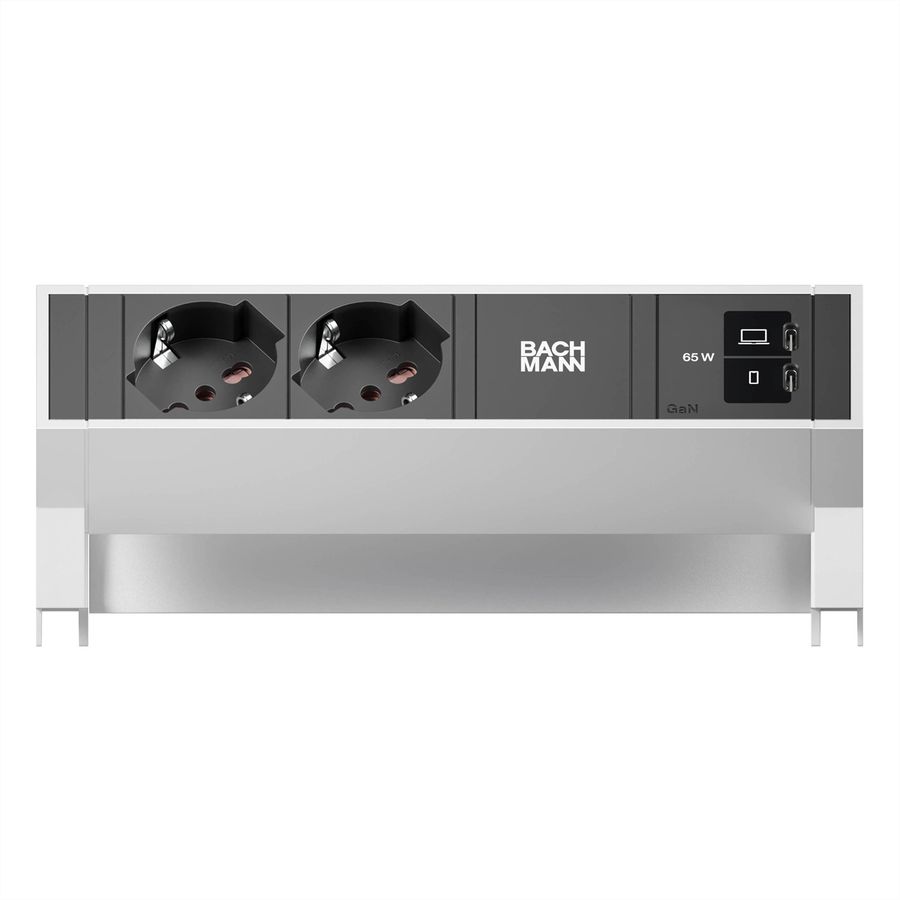 BACHMANN DESK2 2xP40 1xUSB C/C 65W, L=0,2m INOX