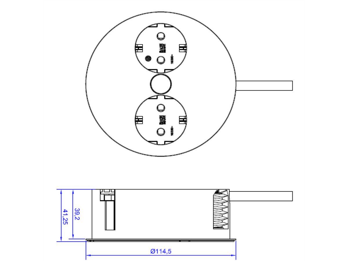 BACHMANN TWIST 2x earthing contact, wire end ferrules, earthing contact mounting plug, black, 2 m