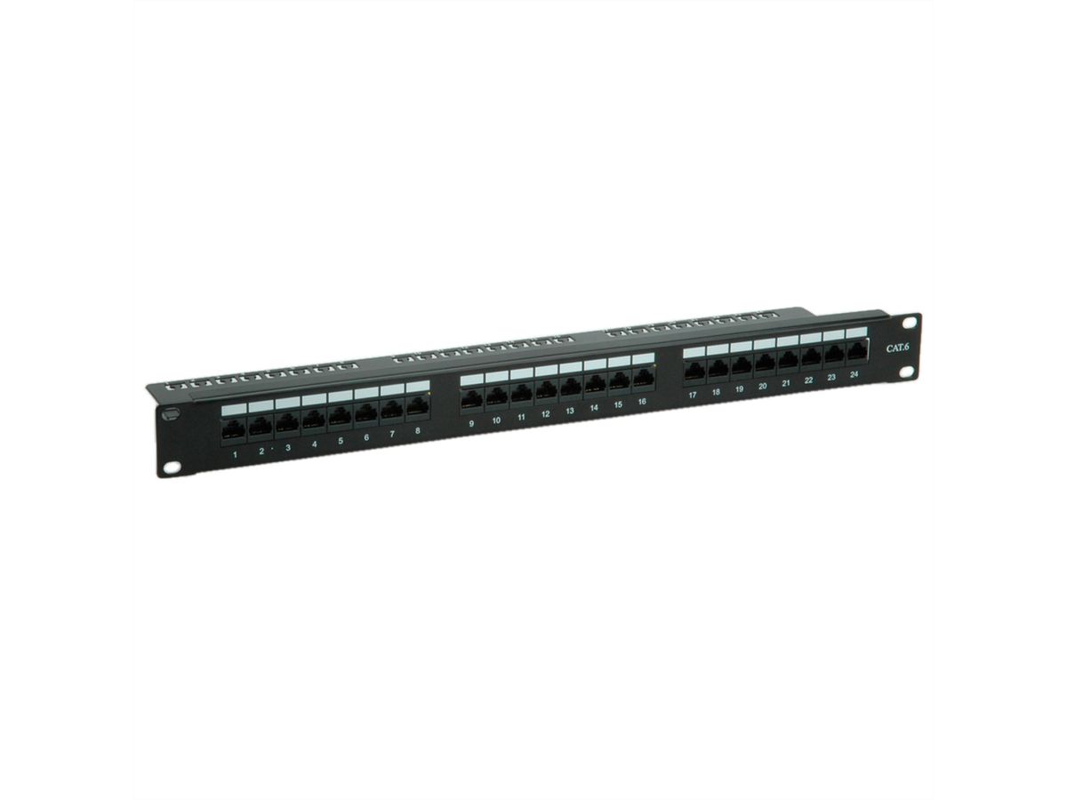 VALUE Cat.6 (Class E) 19" Patch Panel, 24 Ports, UTP, black