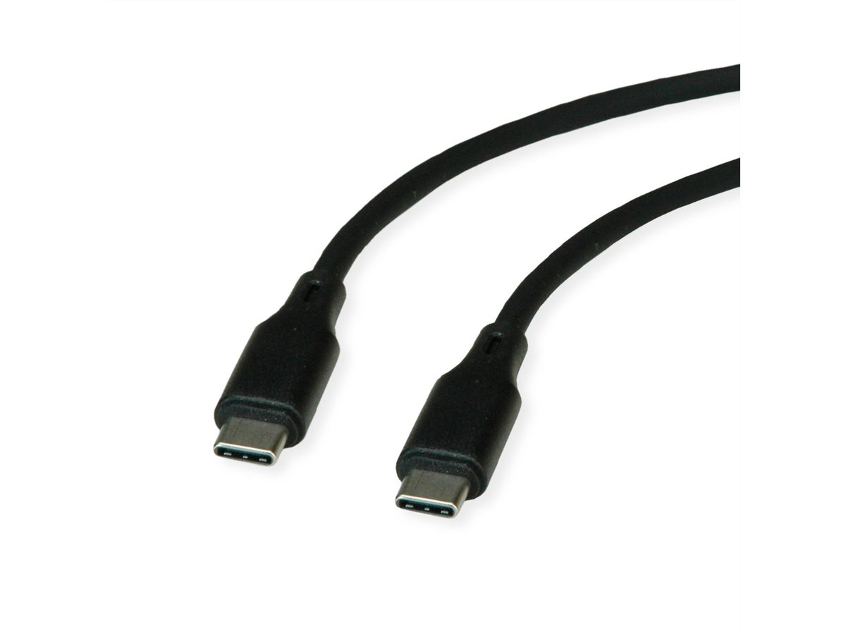 ROLINE USB 2.0-kabel, type C-C, M/M , Silicone, 60W, zwart, 1 m