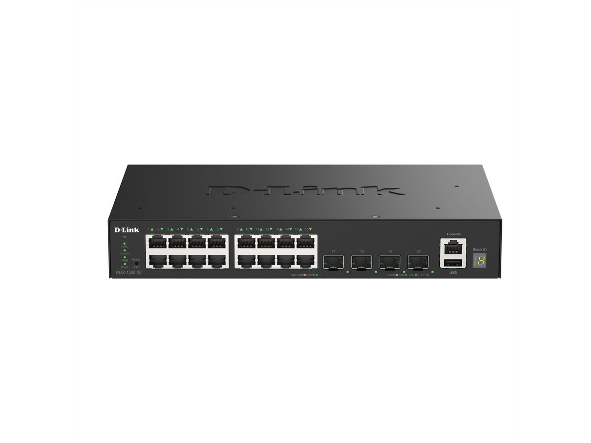 D-Link DGS-1530-20/E 20-Port Switch Smart Managed Gigabit Stack 2x 10G