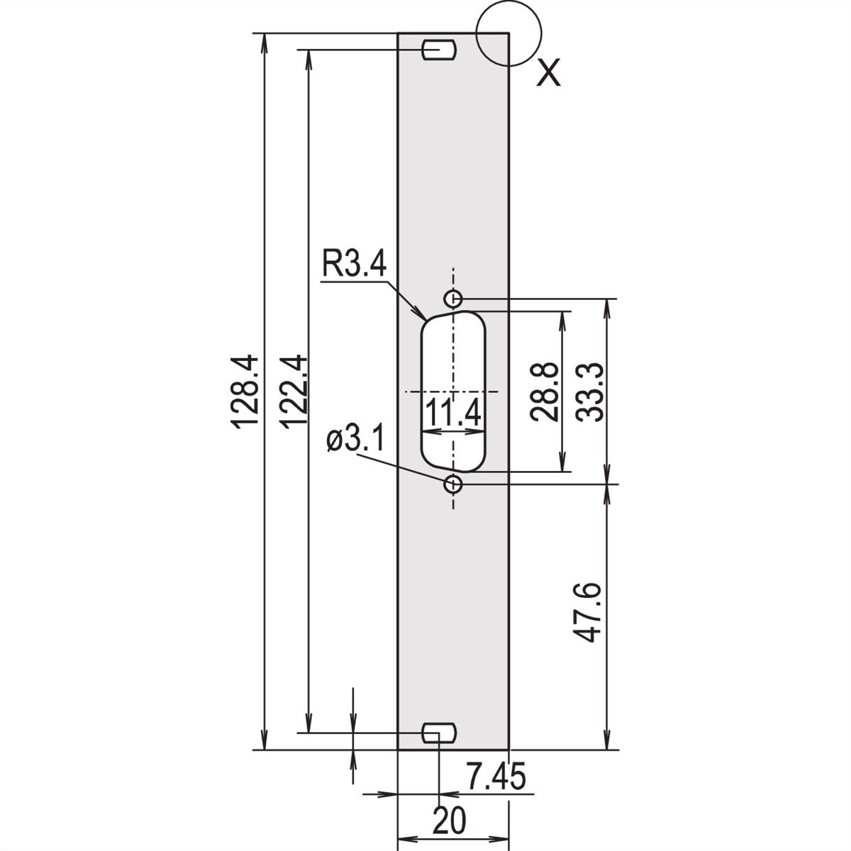 SCHROFF U-profile Front Panel, Shieldable, D-Sub Cutout, 3 U, 4 HP, 1 x 15 Pin, 2.5 mm, Al, Front Anodized, Rear Conductive