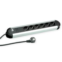 BACHMANN PRIMO socket strip 6x earthing contact, aluminium, 1.75 m
