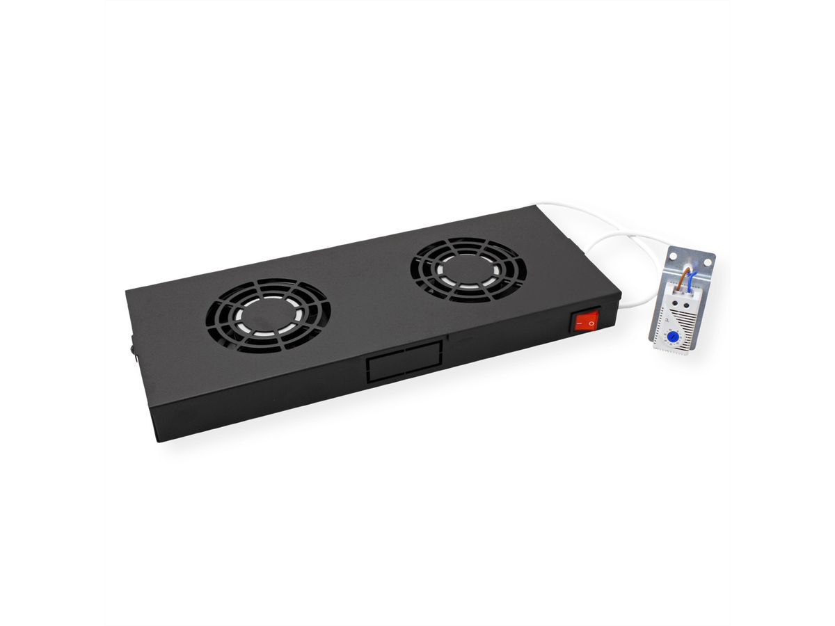 ROLINE 19-inch ventilatorunit 2 ventilatoren, Thermostaat zwart