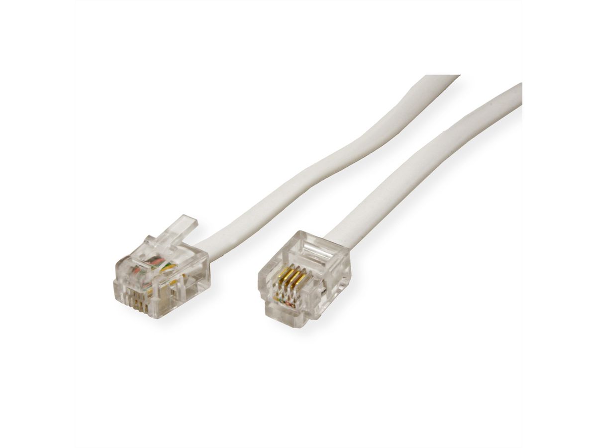 RJ12 platte kabel 6P4C, grijs, 15 m