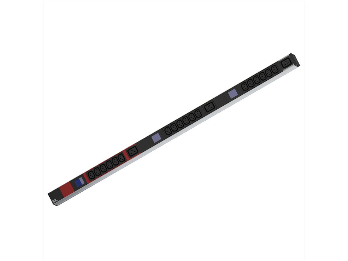 BACHMANN BN0500 19" PDU 1U 18xC13 3xC19, power measurement, connection CEE 3x16A, red