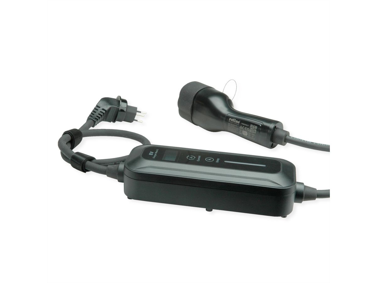 ROLINE Draagbare oplaadkabel voor e-car CEE7/7 - Type2, 1-fase, 250VAC (1P+N+E), 32 A, 7.4 kW, 5 m