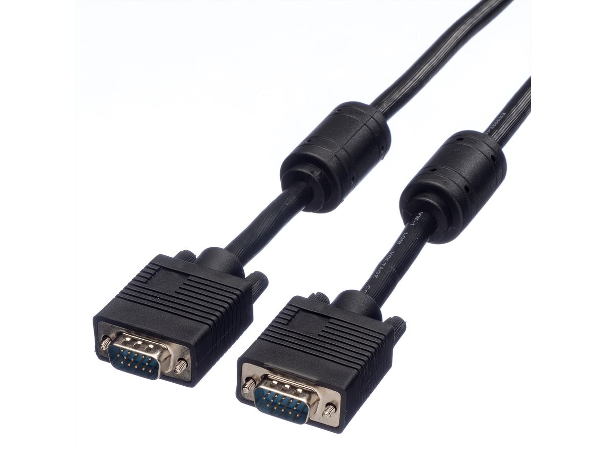 STANDARD SVGA Cable + Ferrite, HD15 M - HD15 M, black, 15 m