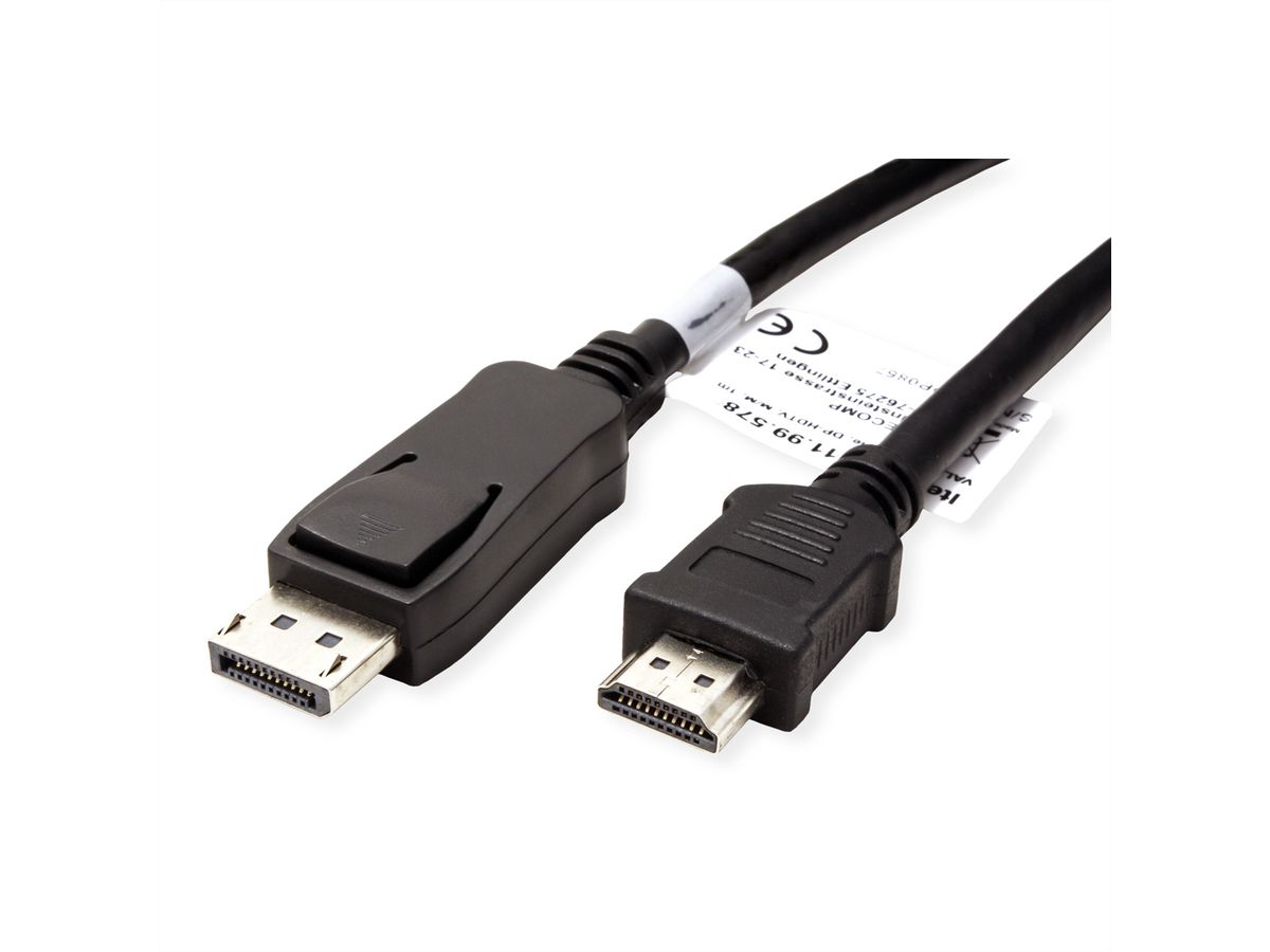 VALUE DisplayPort kabel DP - HDTV, M/M, zwart, 1,5 m