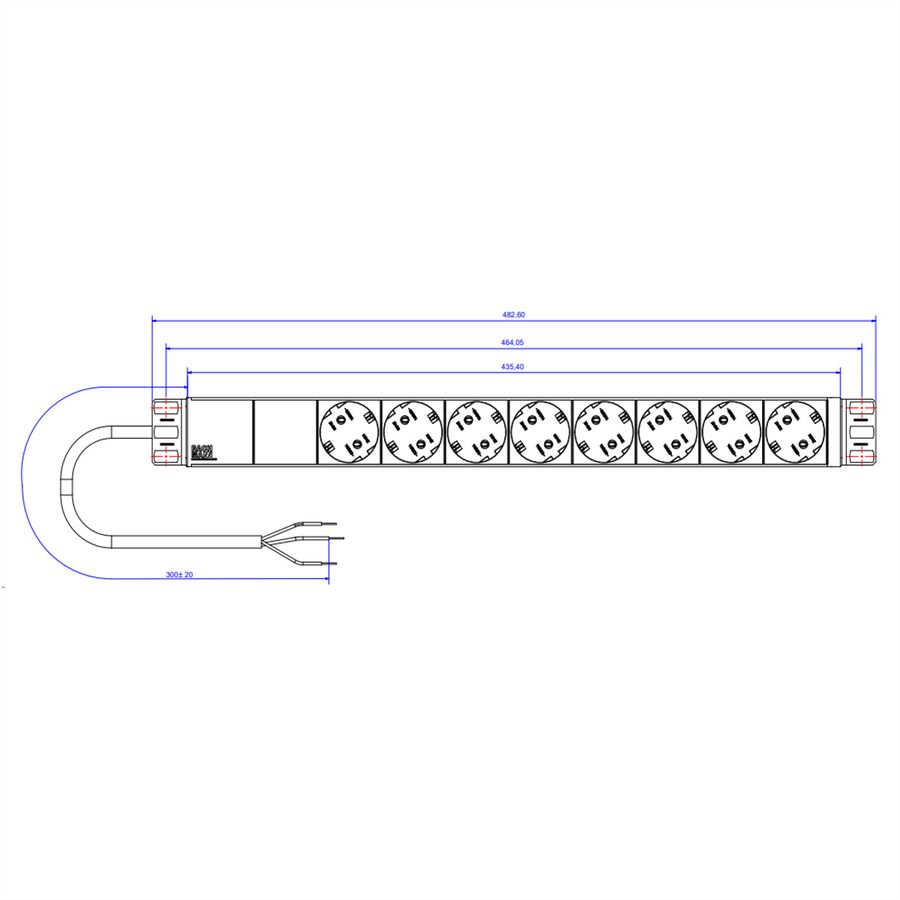 BACHMANN 19" 1U 8xCEE7/3 met testsnoer