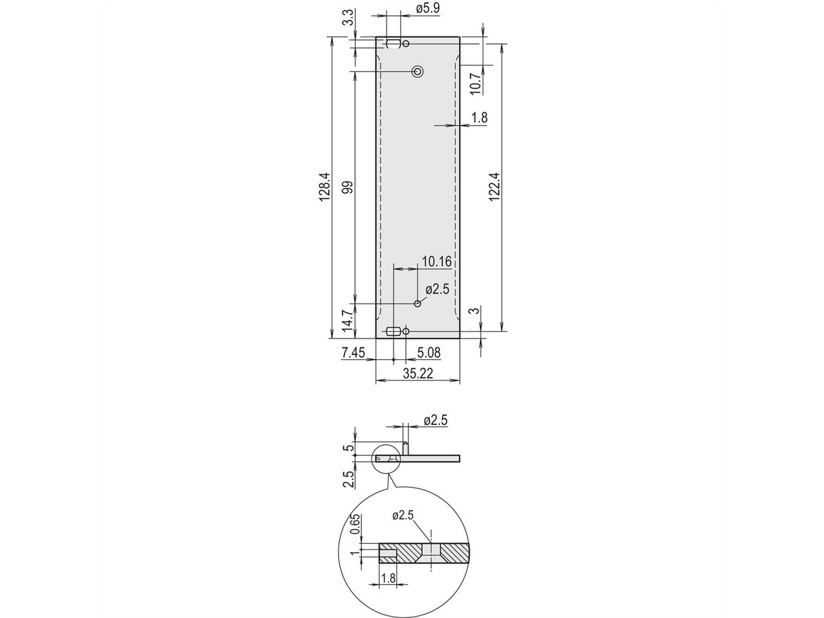 SCHROFF HF-frame type insteekmodule voorpaneel, ombouw afscherming met stalen pakking, 3 HE, 7 HE