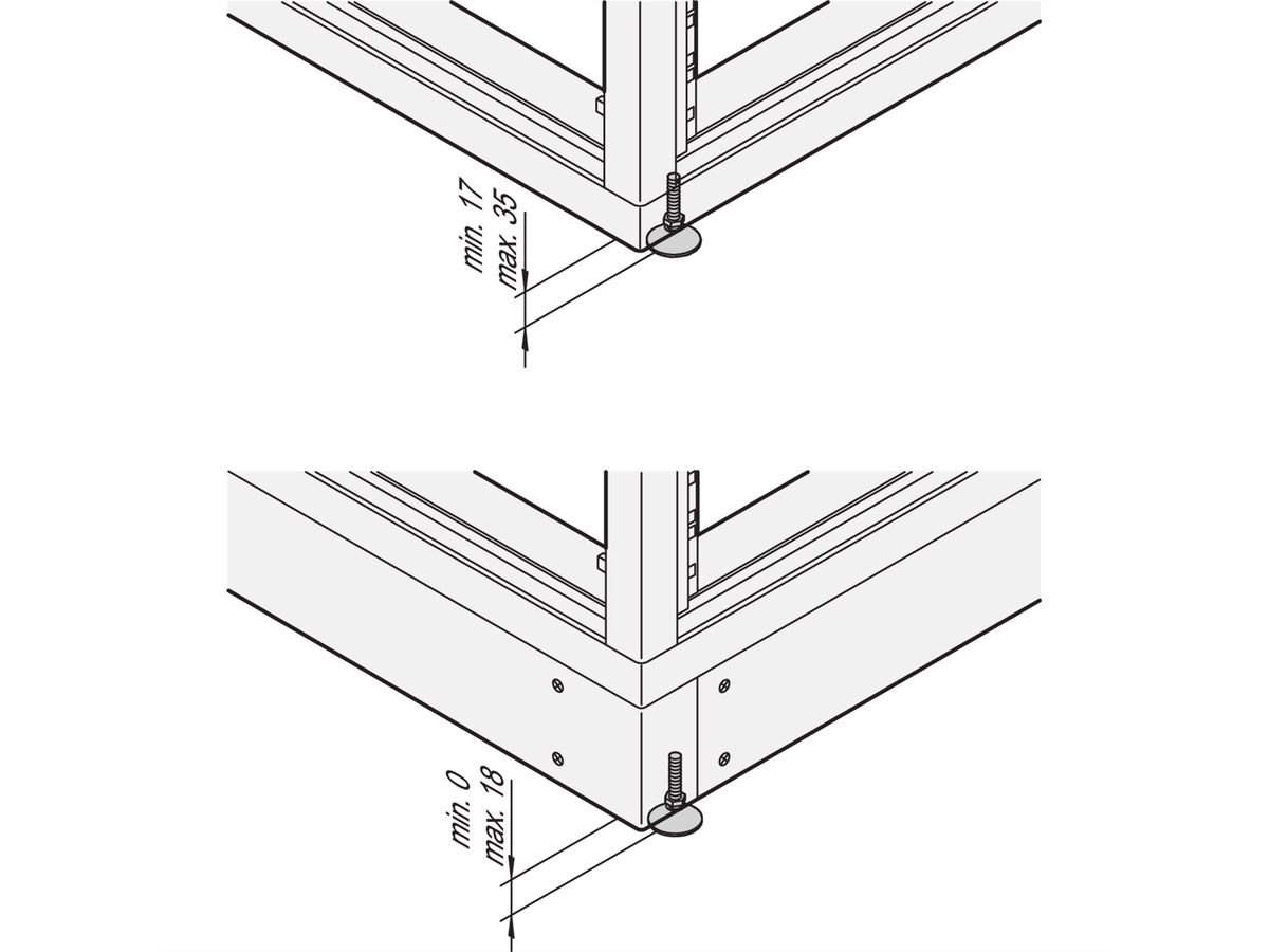 SCHROFF Eurorack Verstelbare Voeten, voor Frame