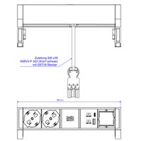 BACHMANN DESK2 2xP40 1xUSB A/C 22W 1xCM, 0.2m GST18 INOX Italia