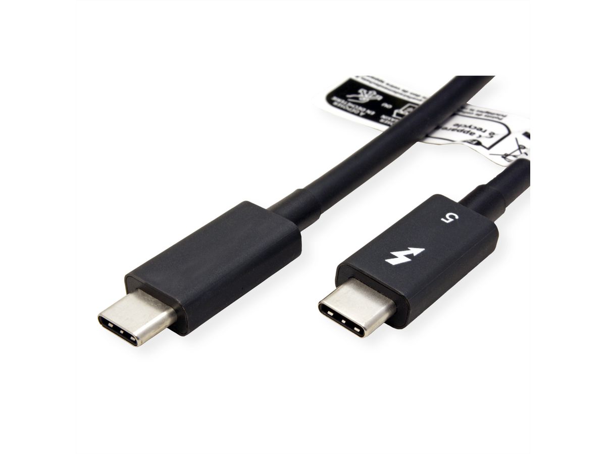 ROLINE Thunderbolt™ 5 Cable, 80Gbit/s, 240W, C-C, M/M, passive, black, 1 m