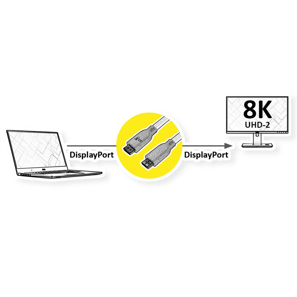 ROLINE RM DisplayPort-kabel, v1.4, DP Male/Male, zwart, 1 m