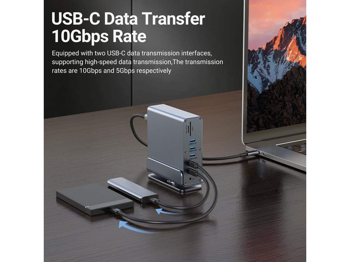 VALUE Dockingstation USB-C, HDMI/DP 4K60, Gigabit Ethernet, USB-A, USB-C, PD, SD/microSD, Audio