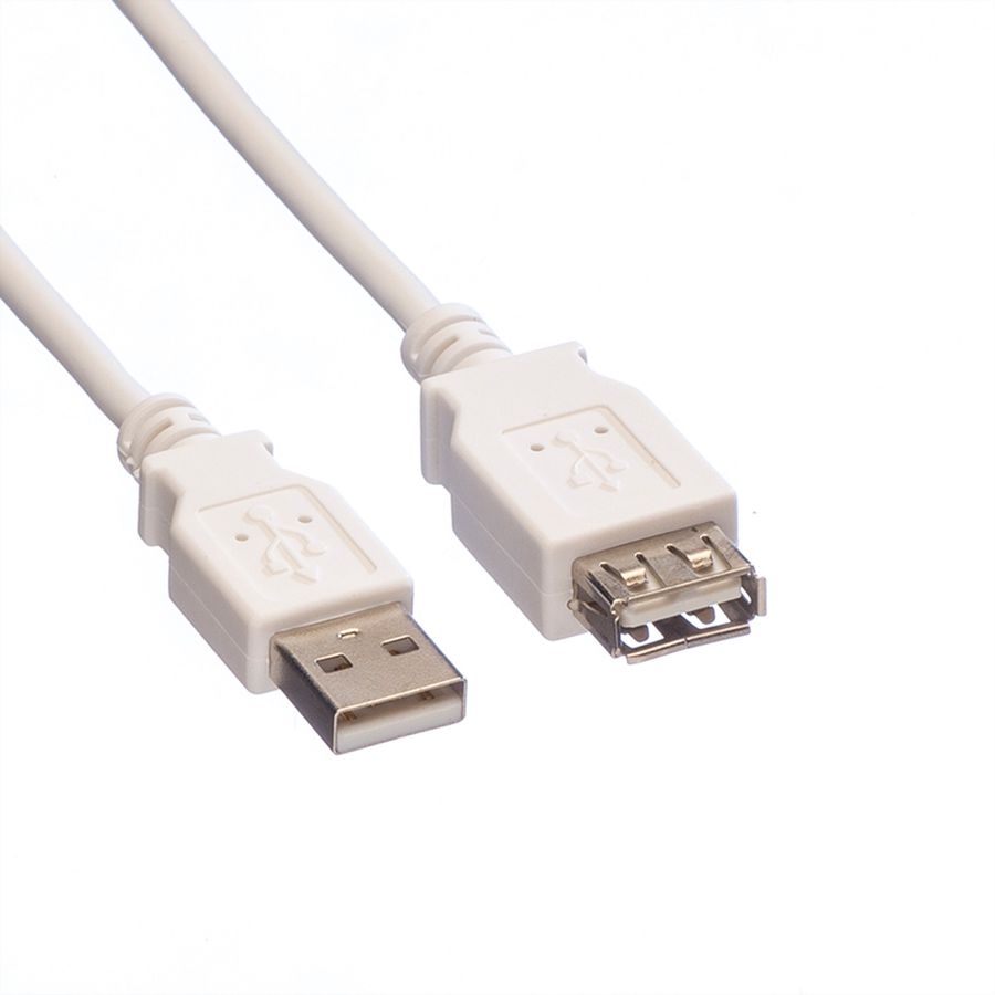 VALUE USB 2.0 kabel, type A-A, M/F, wit, 1,8 m