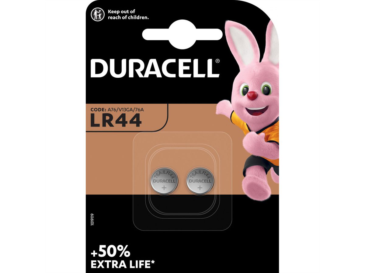 DURACELL knoopcel LR44, verpakking van 2