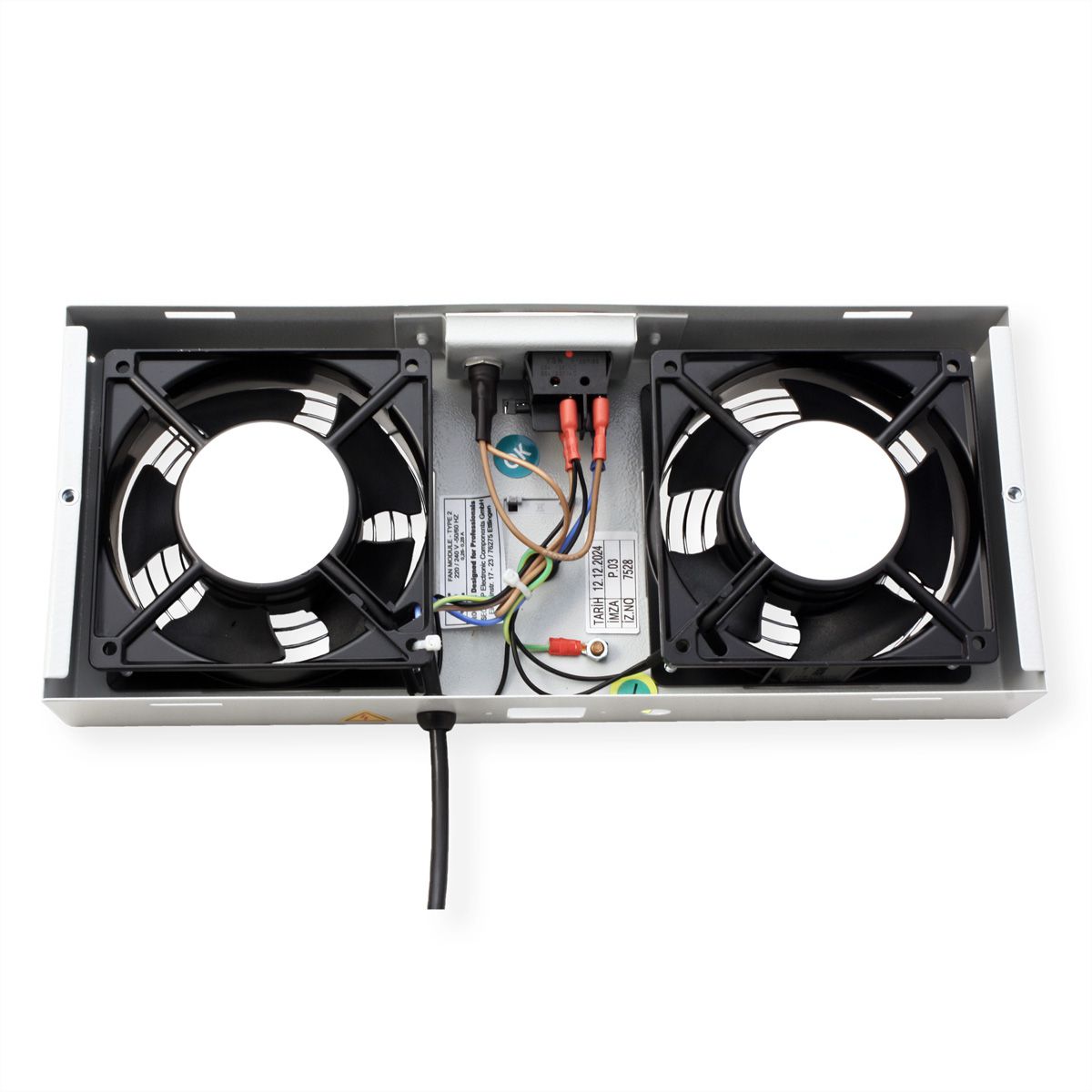 ROLINE Fan unit 2 fans, thermostat, for 19-inch wall housing grey