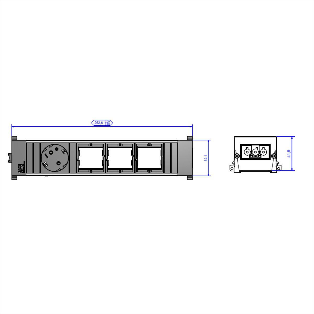 BACHMANN CONFERENCE TOP FRAME Medium inzetstuk 1x geaard stopcontact 3x ABD