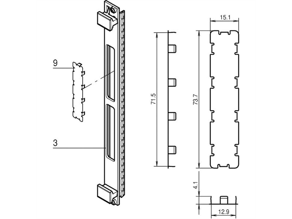 SCHROFF PMC Mezzanine frontpaneel uitsparing voor EMC bescherming, zwart