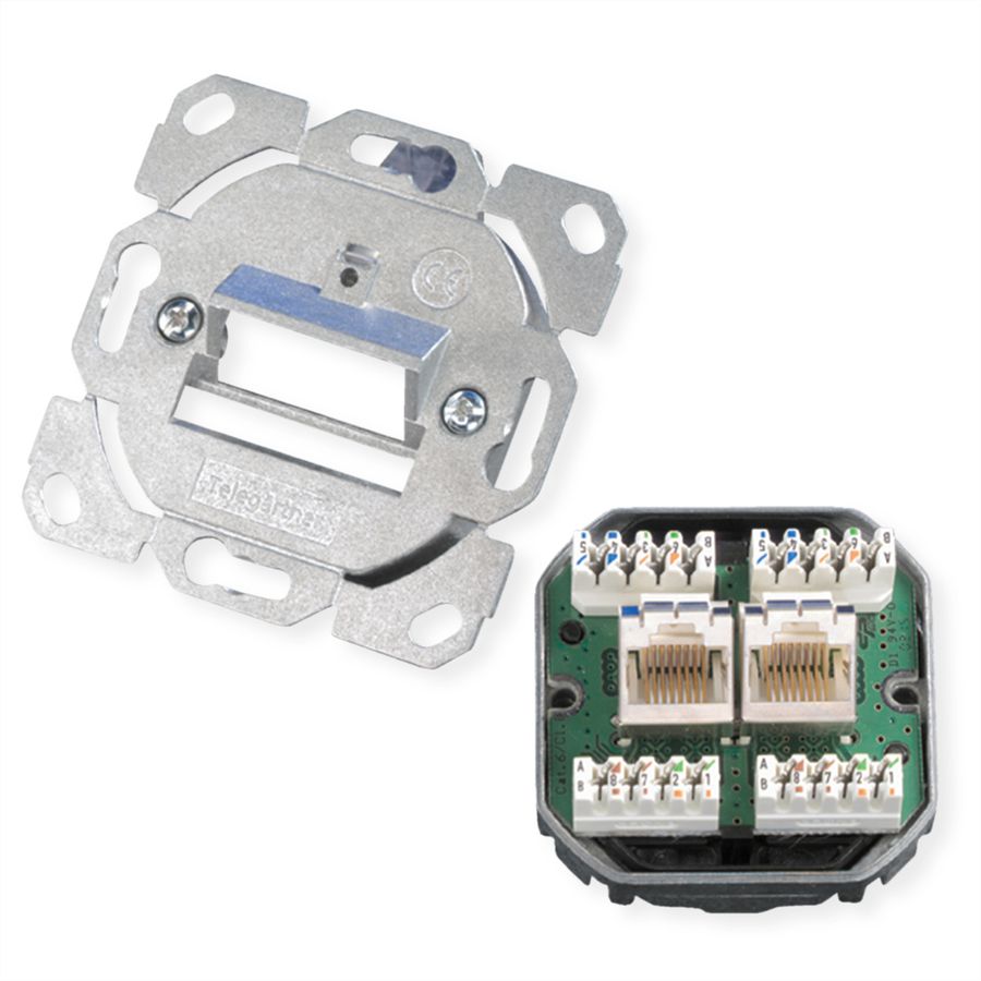 Dozen AMJ45 zonder middenplaat 2x RJ-45 Cat.6 (Class E), (A+C)