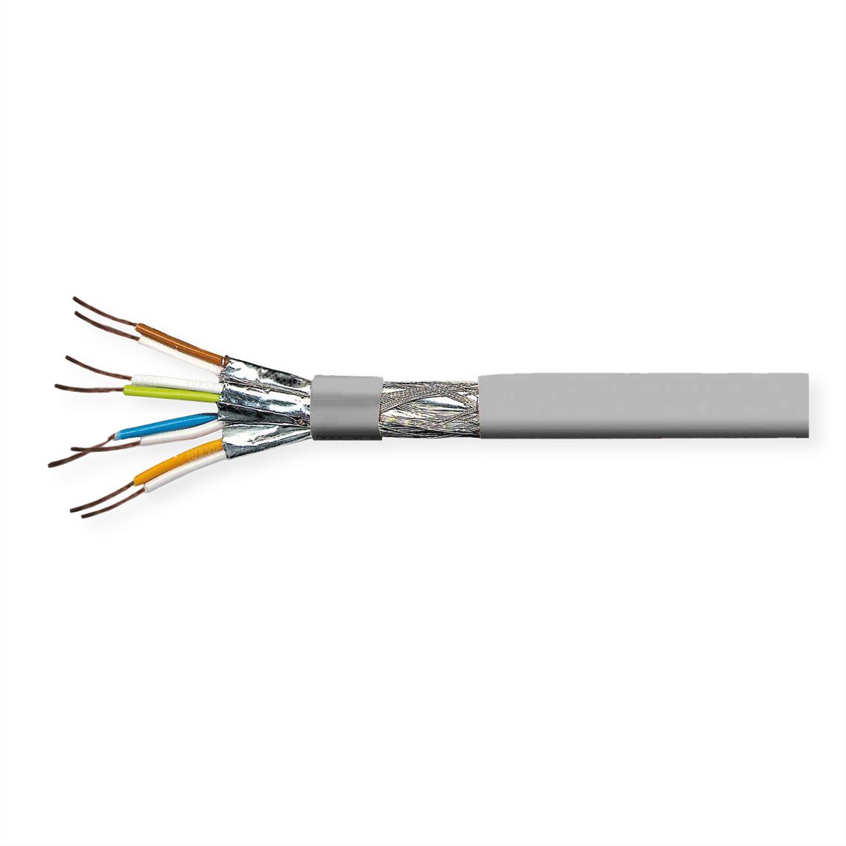 VALUE S/FTP (PiMF) kabel, Cat.8 (Klasse I), massieve kabel, AWG22, LSOH, grijs, 100 m