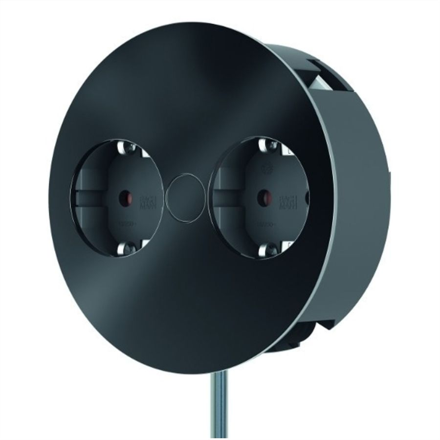 BACHMANN TWIST 2x earthing contact, wire end ferrules, earthing contact mounting plug, black, 2 m