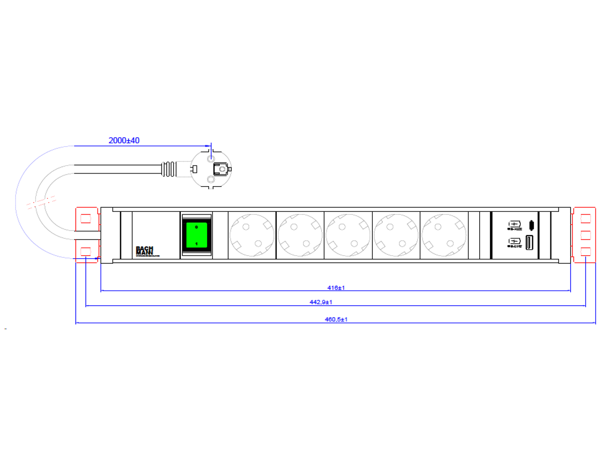 BACHMANN CONNECT LINE 5xprotective contact, Switch USB A&C 22W