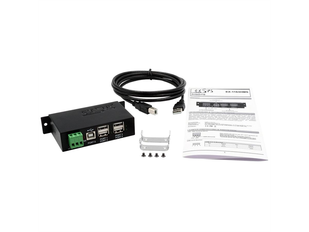 EXSYS EX-1163HMS USB 2.0 Hub Metall 4-Port