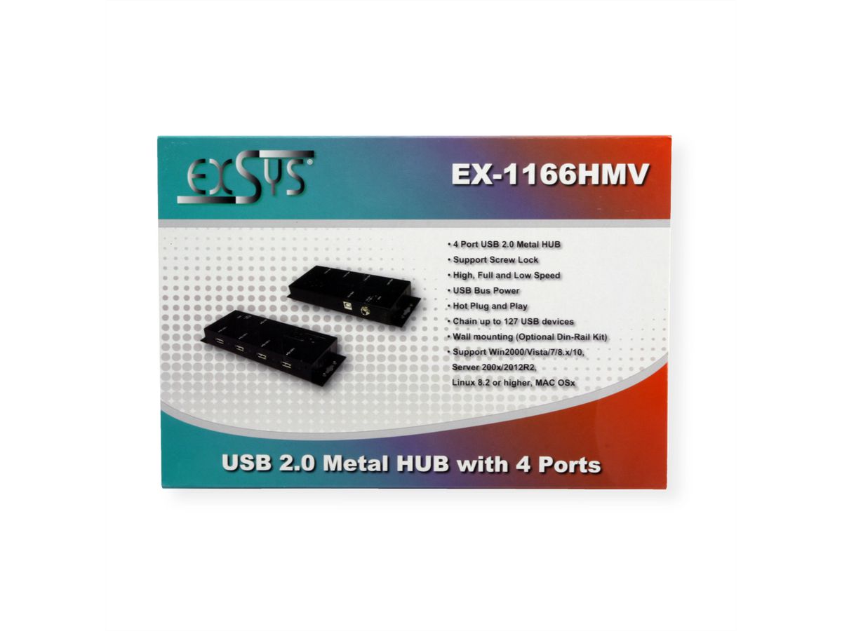 EXSYS EX-1166HMV 4 poort externe USB 2.0 Hub metaal