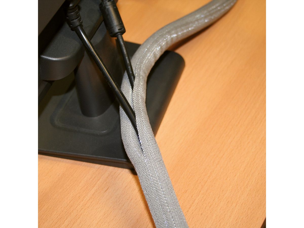 VALUE stoffen slang SNAP voor kabelbundeling, grijs, 2,5 m
