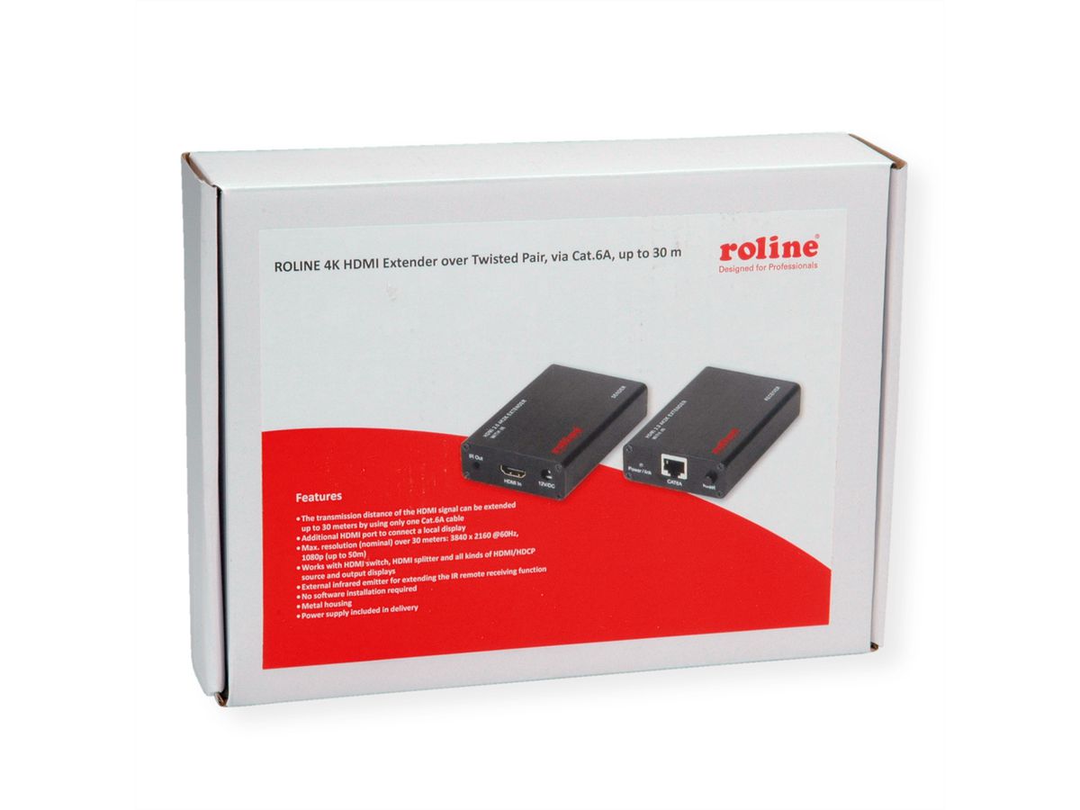 ROLINE HDMI A/V Extender via Cat.6A kabel, 4K@60Hz, 30m