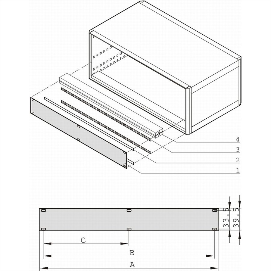 SCHROFF EMC-deelfrontpaneel 1U - SUB-FRONT PLATE HF 1U 84TE